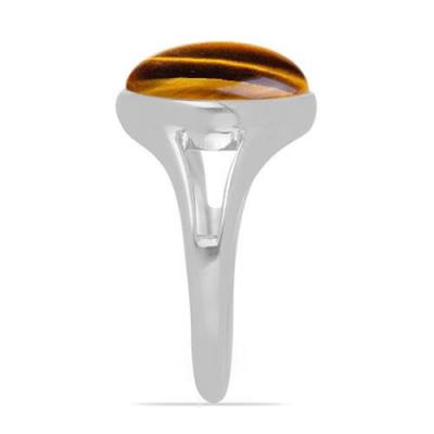 BUY REAL TIGER EYE GEMSTONE BIG STONE RING IN 925 SILVER